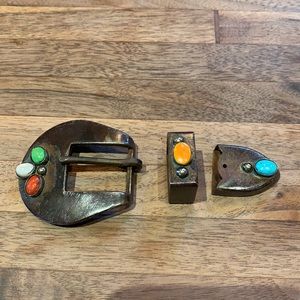 Mad Cow Company gem stone buckle, tip and keeper